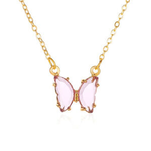Butterfly Faux Crystal Women's Necklace in Purple
